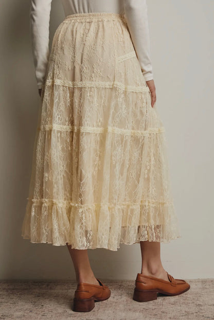 Sheer Lace Midi Skirt