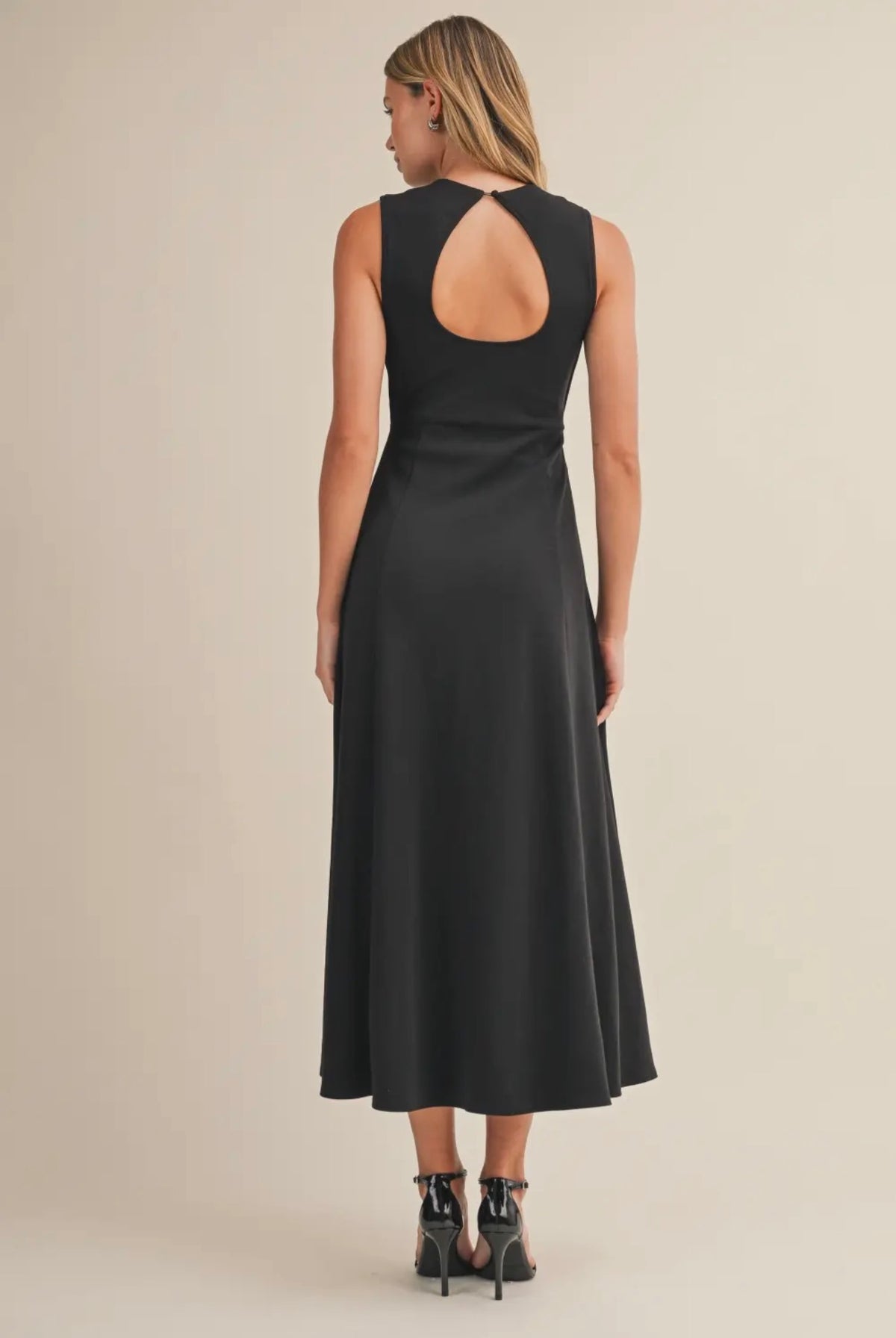 A-Line Open Back Midi Dress