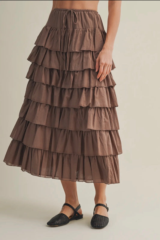 Elva Ruffle Midi Skirt