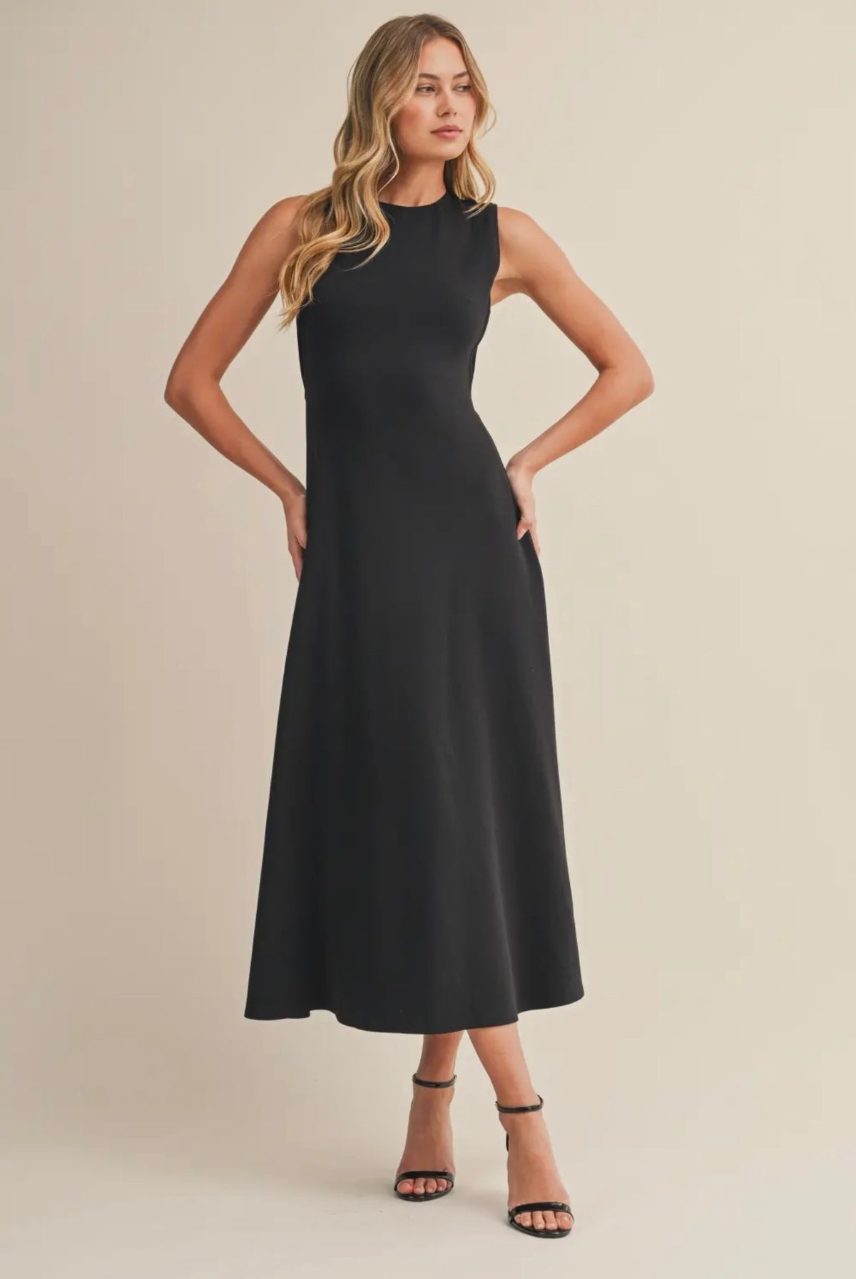A-Line Open Back Midi Dress