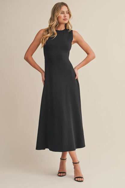 A-Line Open Back Midi Dress