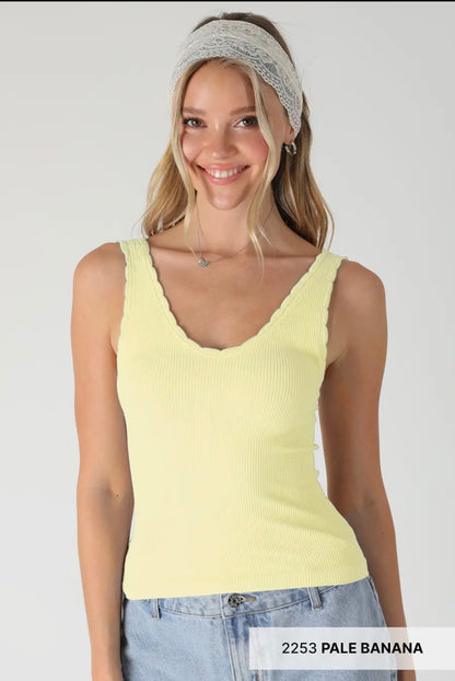 Scalloped Fitted Tank Top