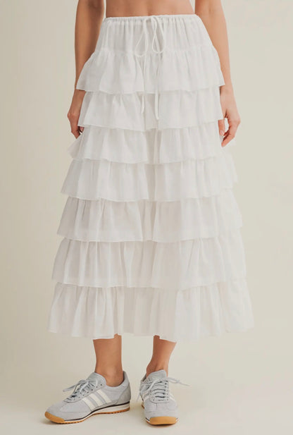 Elva Ruffle Midi Skirt