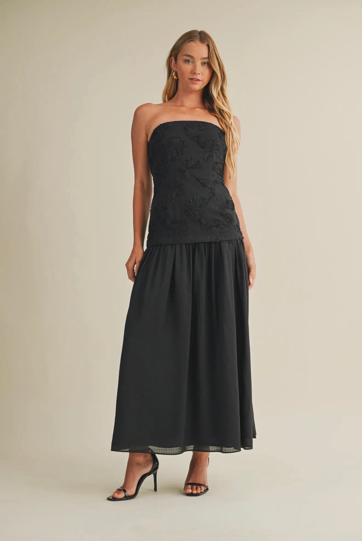 Floral Drop Waist Maxi Dress