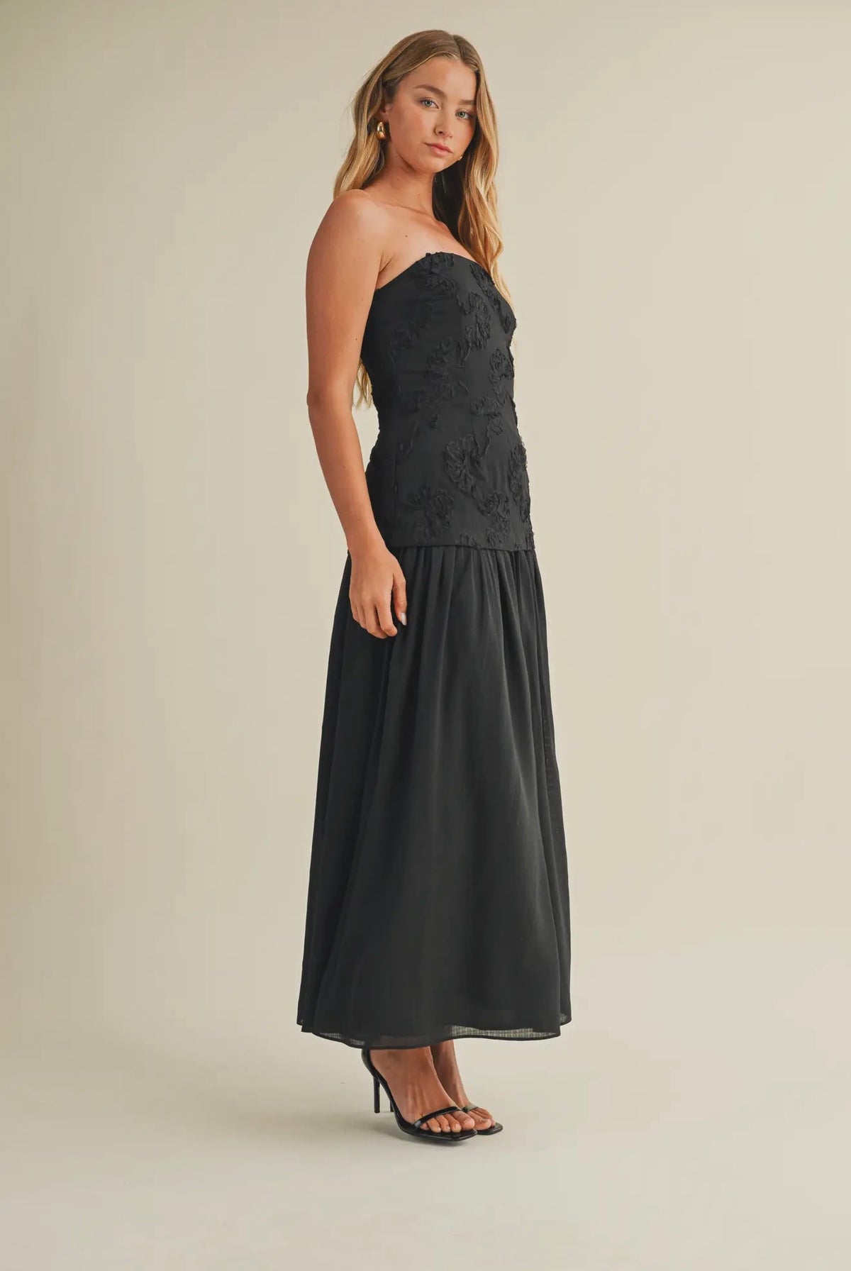 Floral Drop Waist Maxi Dress
