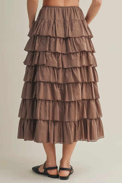 Elva Ruffle Midi Skirt