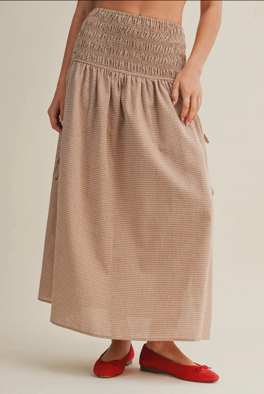 Gingham High Waisted Midi Skirt