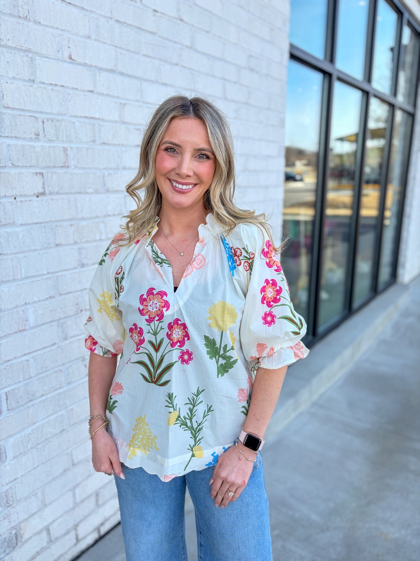 Floral V-Neck Blouse