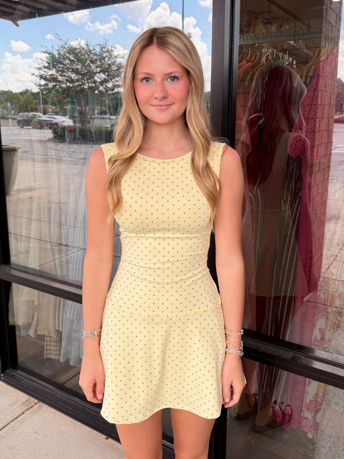 Polka Dot Drop Waist Athletic Dress
