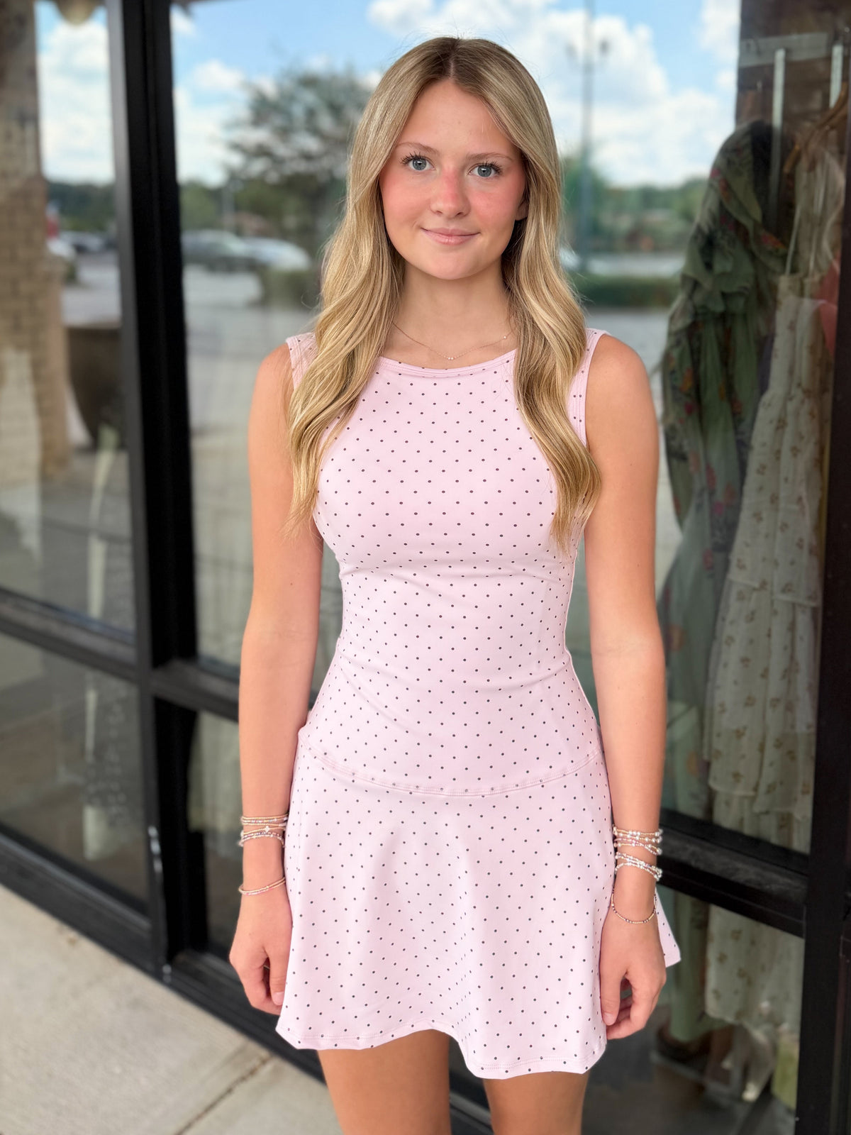 Polka Dot Drop Waist Athletic Dress