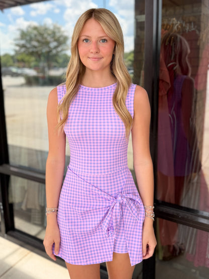 Gingham Front Tie Athletic Dress