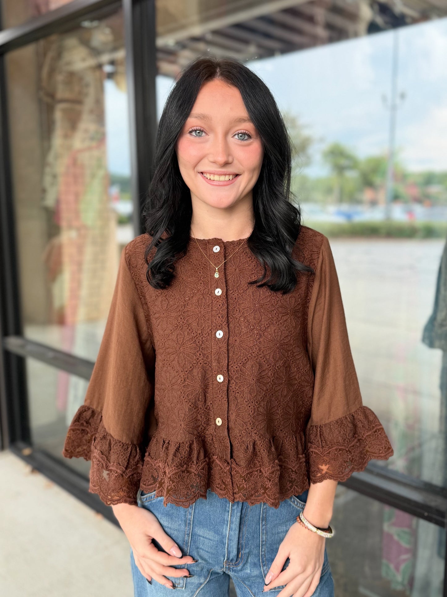 Camillie Embroidered Button Up Top