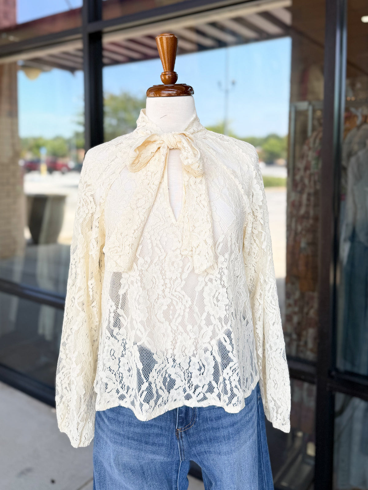 Lace Tie Front Top