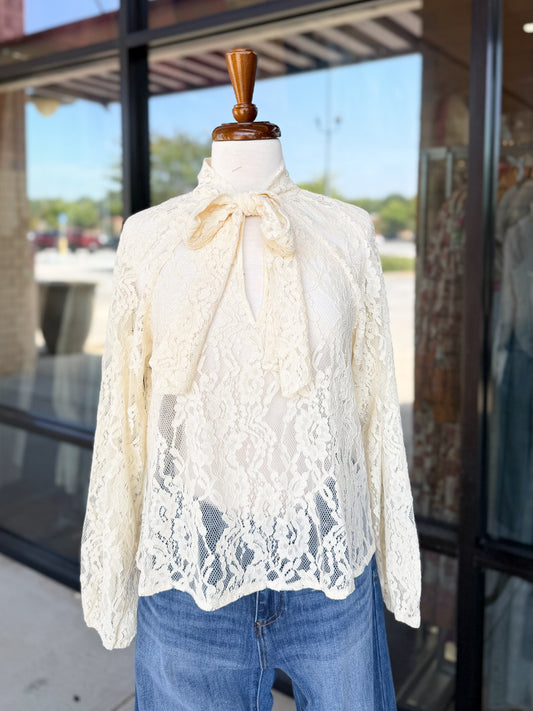 Lace Tie Front Top