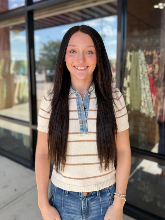 Janie Denim/Striped Top