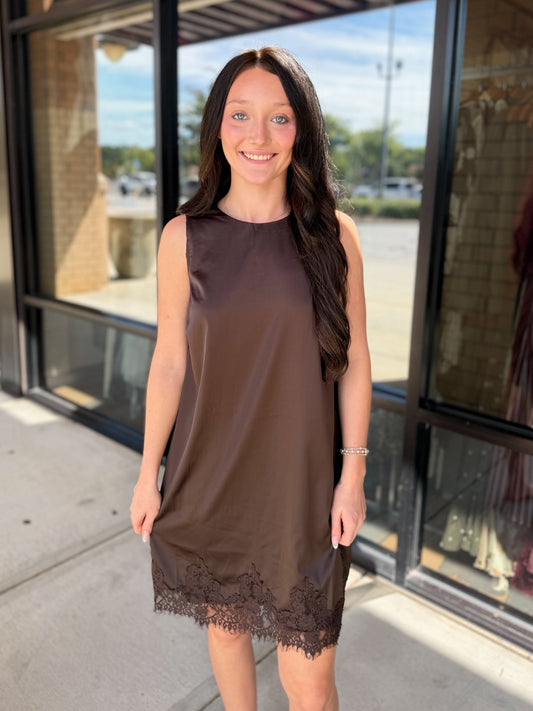 Silk Lace Detailed Mini Dress