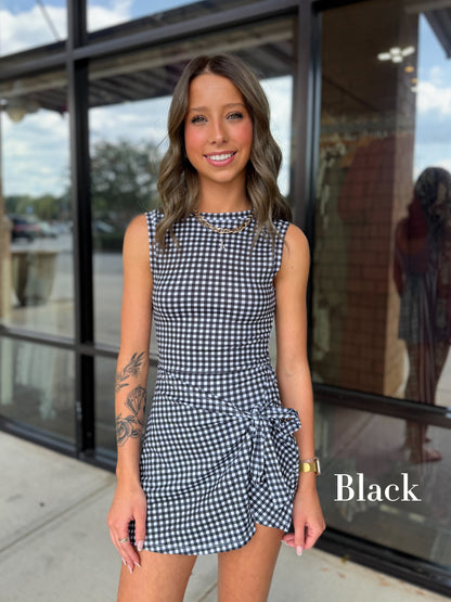 Gingham Front Tie Athletic Dress