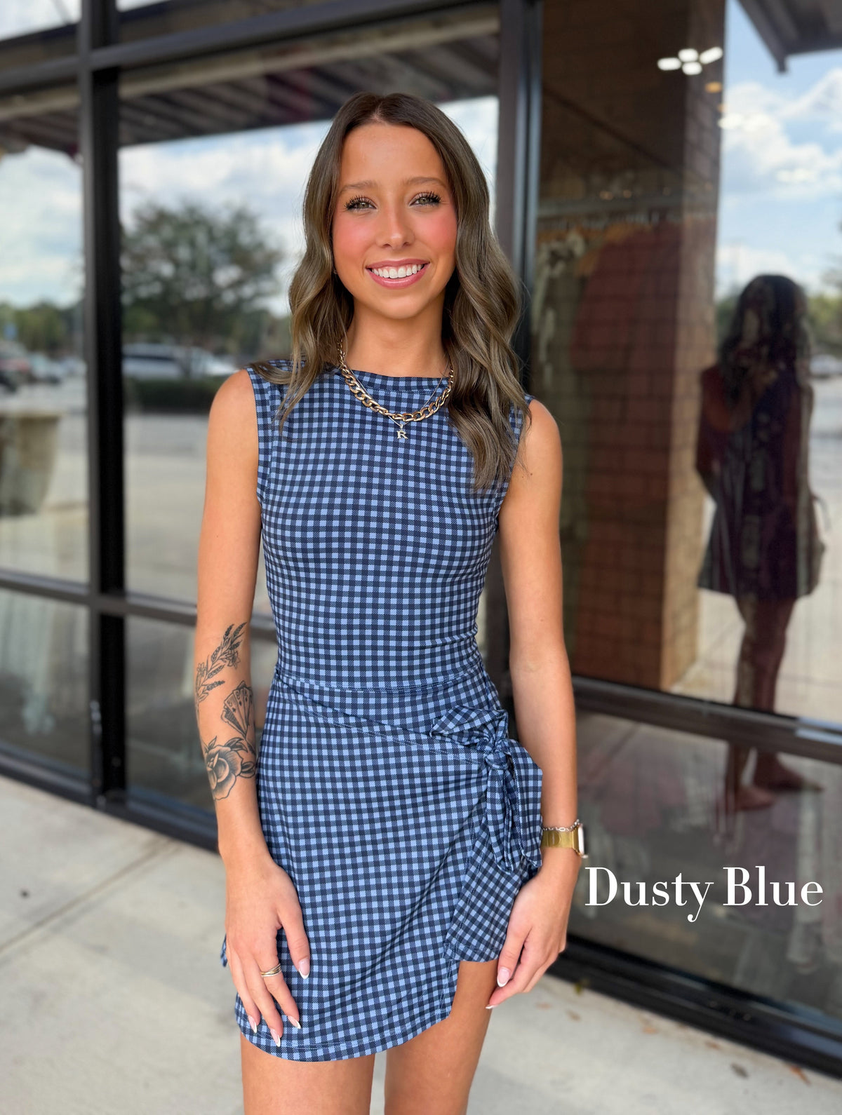 Gingham Front Tie Athletic Dress