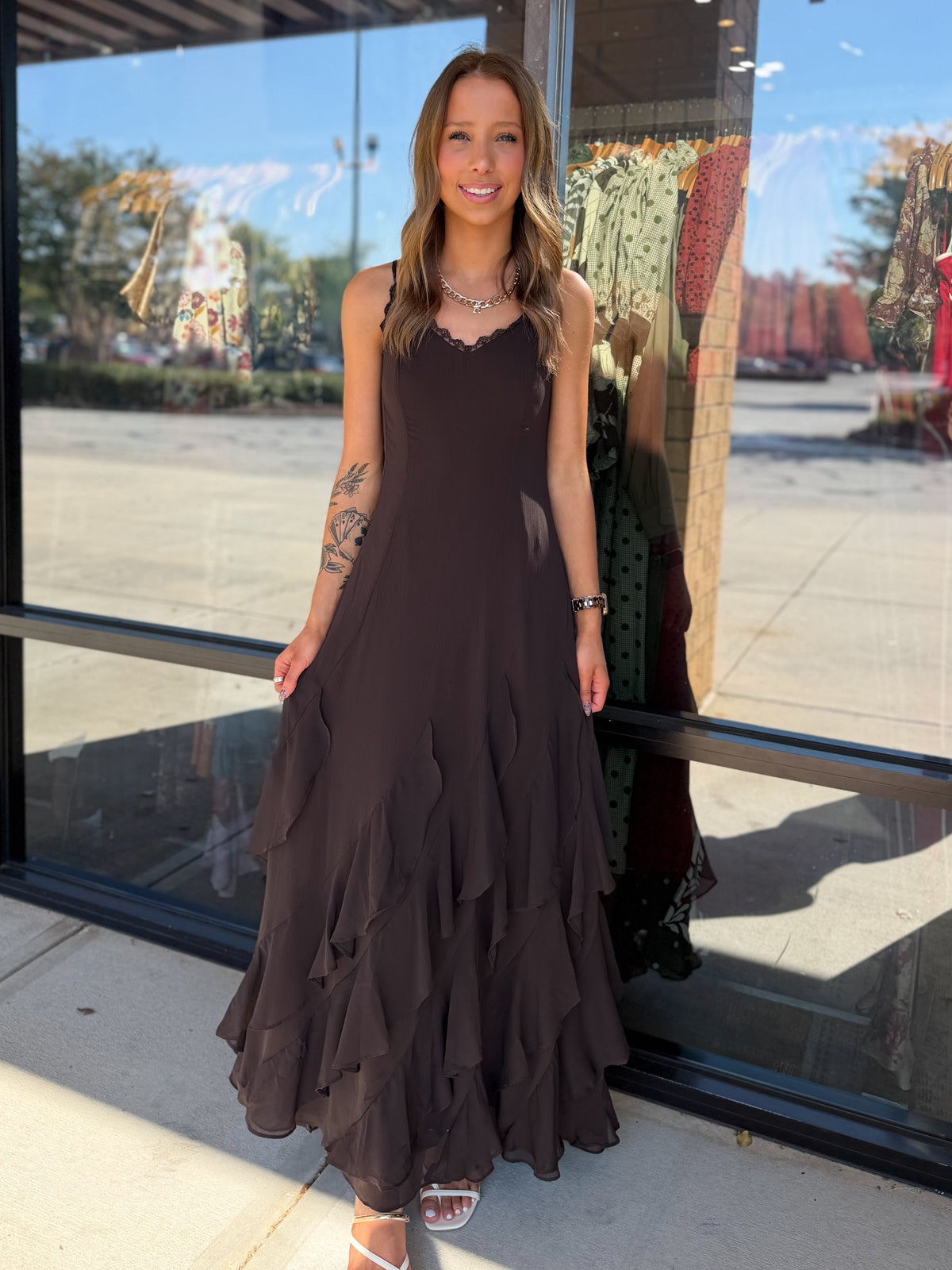 Ruffle Bottom Maxi Dress
