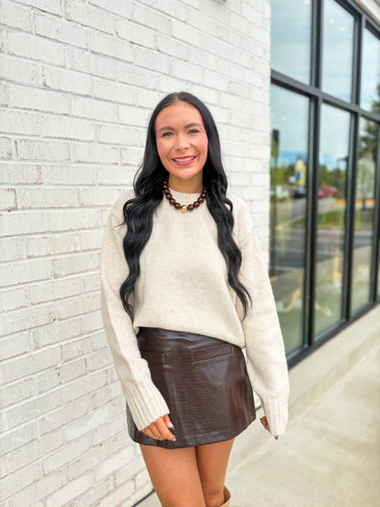 Allie Croc Leather Skort
