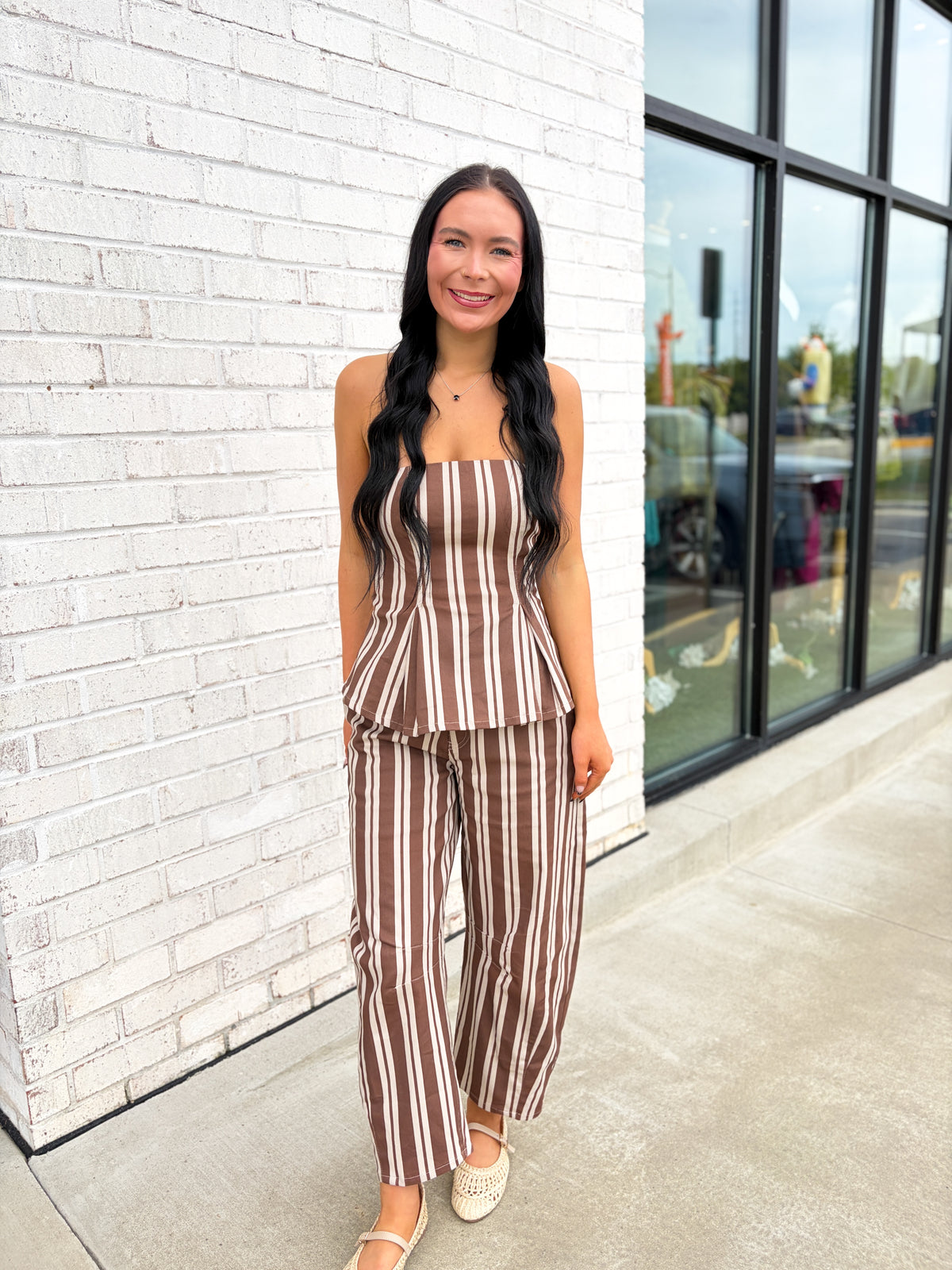 Katherine Striped Barrel Pants Set