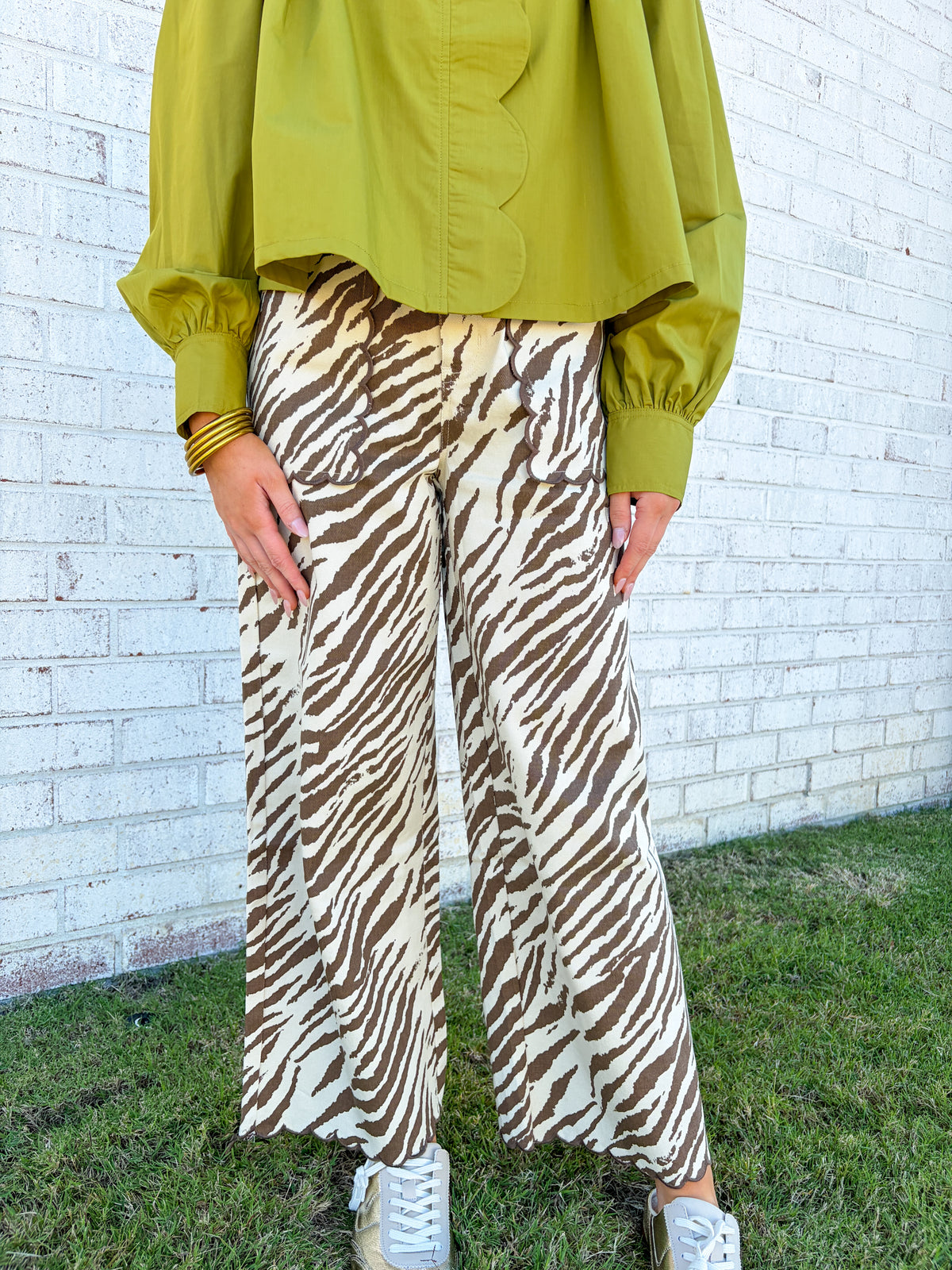 Zebra Print Scalloped Jean