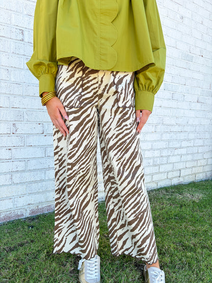 Zebra Print Scalloped Jean