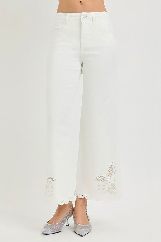 Risen Cream Eyelet Jeans
