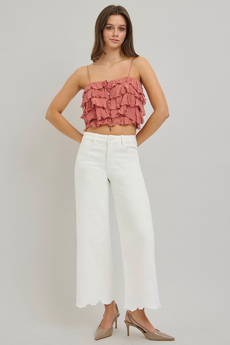 Risen High Waisted Cropped Jeans
