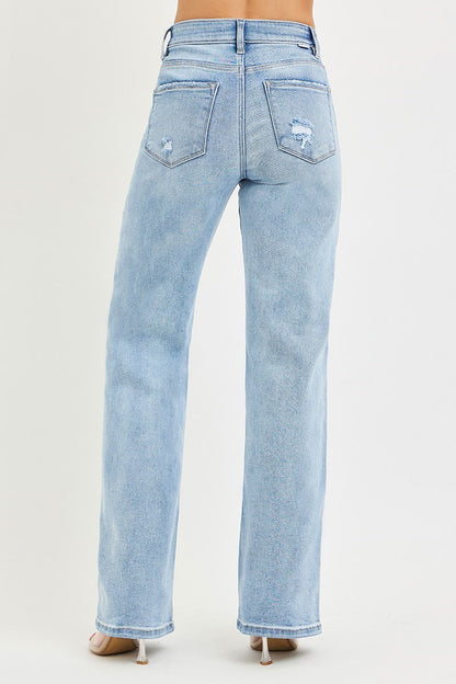 Risen Straight Leg Jeans
