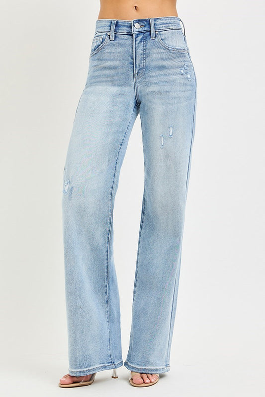 Risen Straight Leg Jeans