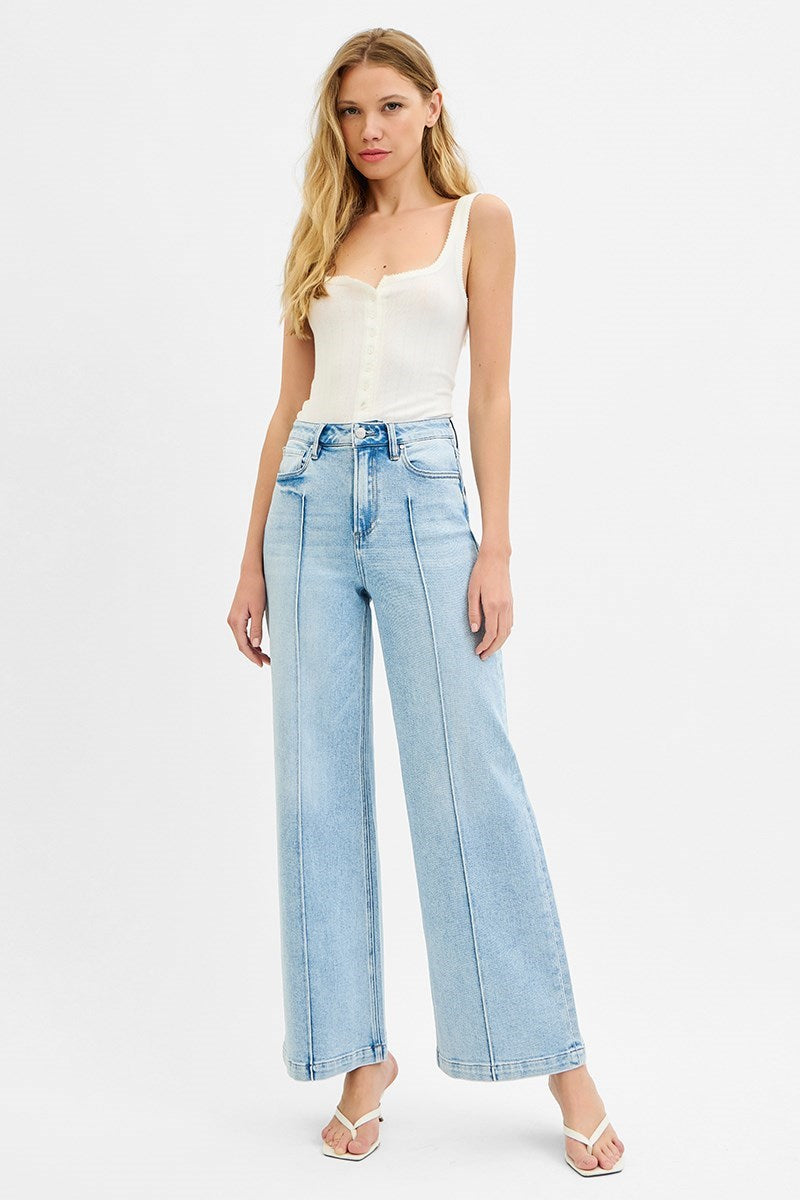 Risen High Waisted Wide Leg Jeans