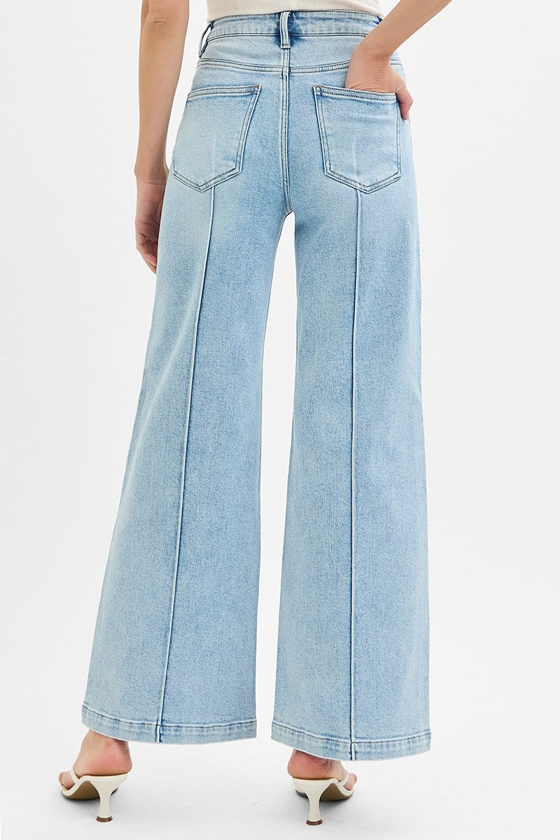 Risen High Waisted Wide Leg Jeans